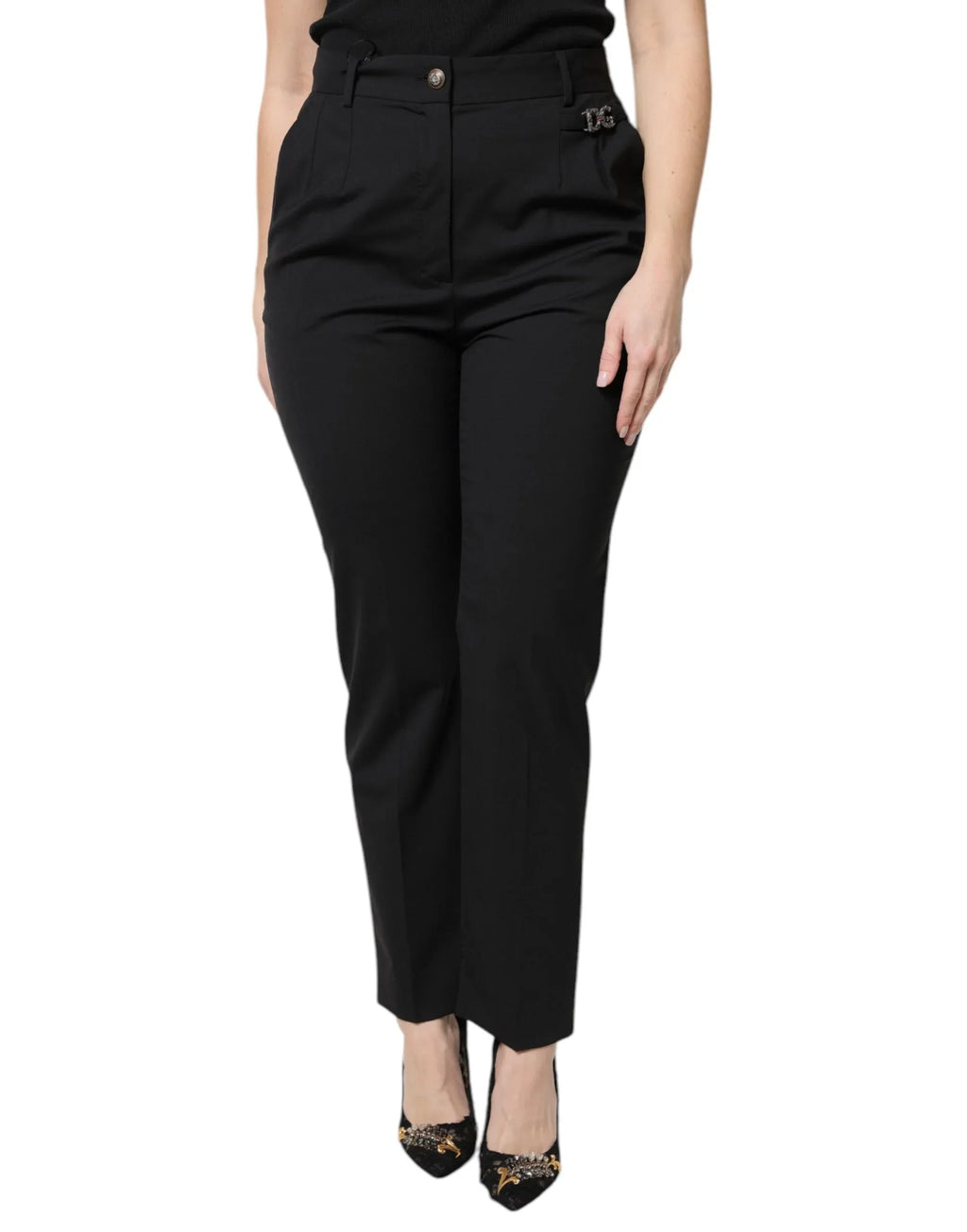 Dolce & Gabbana Black Polyester High Waist Dress Pants - Zeiniez
