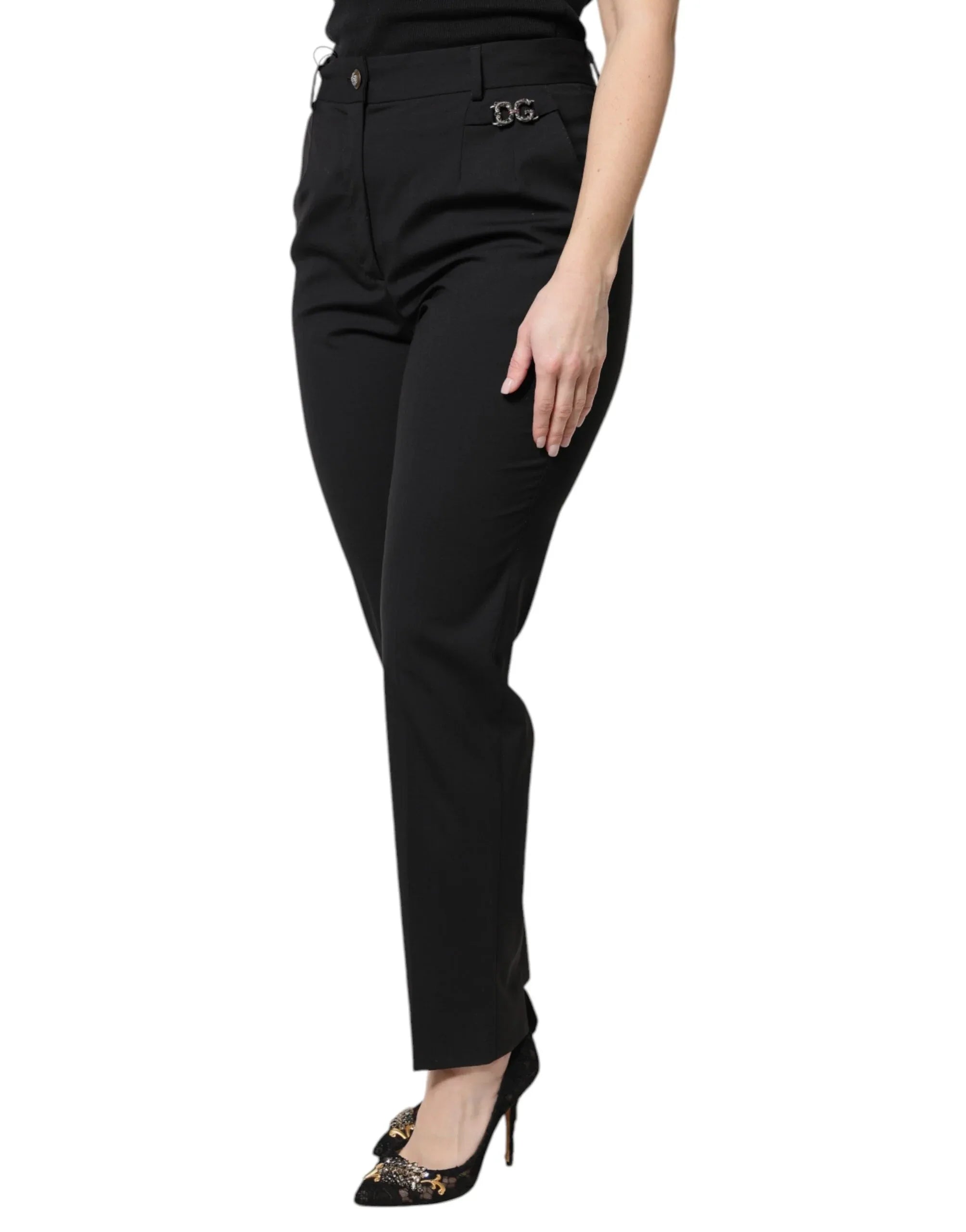 Dolce & Gabbana Black Polyester High Waist Dress Pants - Zeiniez
