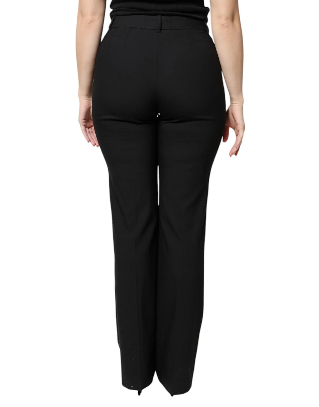 Dolce & Gabbana Black Wool High Waist Boot Cut Dress Pants - Zeiniez