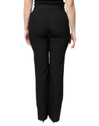 Dolce & Gabbana Black Wool High Waist Boot Cut Dress Pants - Zeiniez