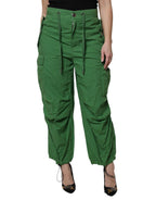 Dolce & Gabbana Green Cotton High Waist Cargo Pants - Zeiniez