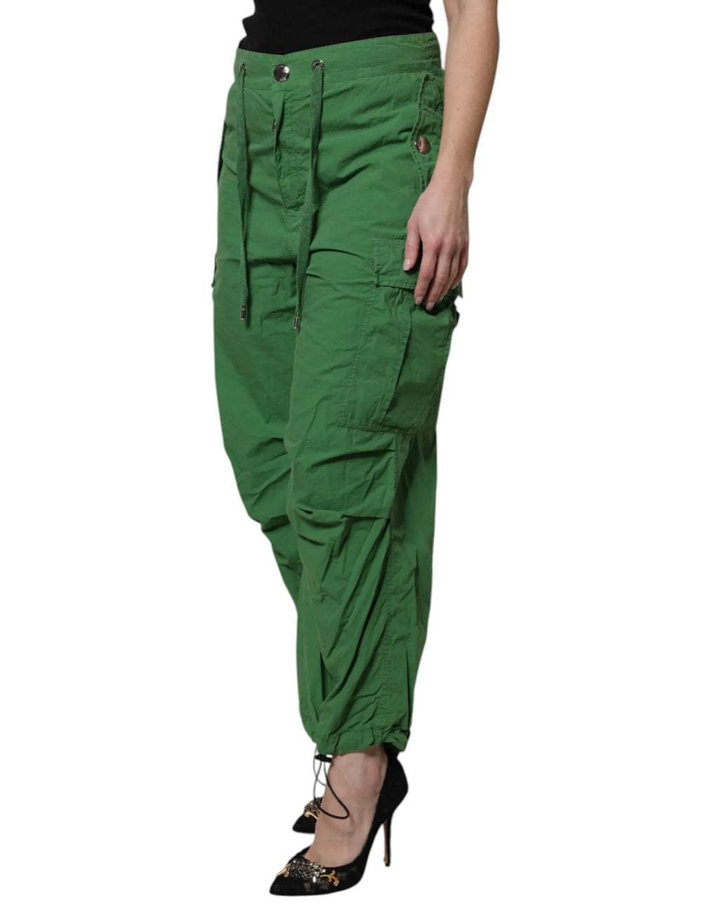Dolce & Gabbana Green Cotton High Waist Cargo Pants - Zeiniez