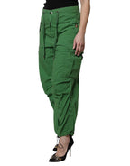 Dolce & Gabbana Green Cotton High Waist Cargo Pants - Zeiniez