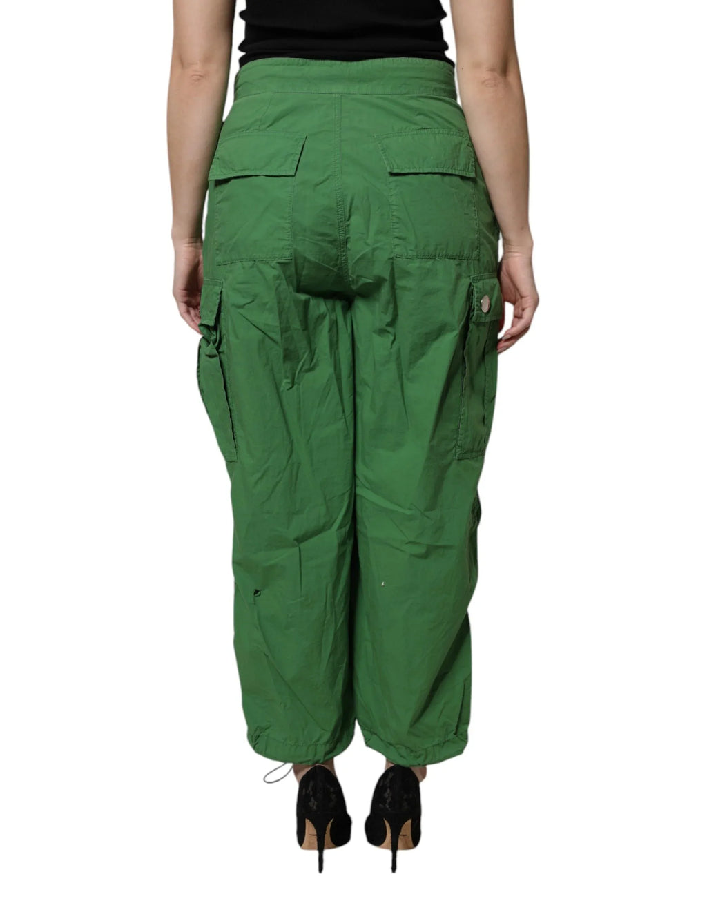 Dolce & Gabbana Green Cotton High Waist Cargo Pants - Zeiniez