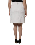 Dolce & Gabbana White High Waist Knee Length Pencil Skirt - Zeiniez