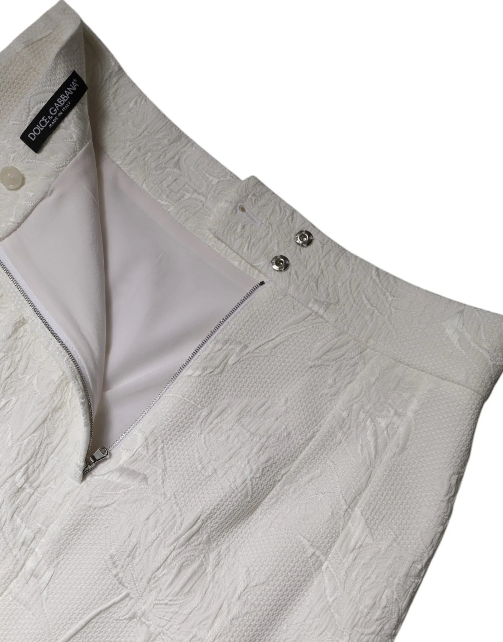 Dolce & Gabbana White High Waist Knee Length Pencil Skirt - Zeiniez