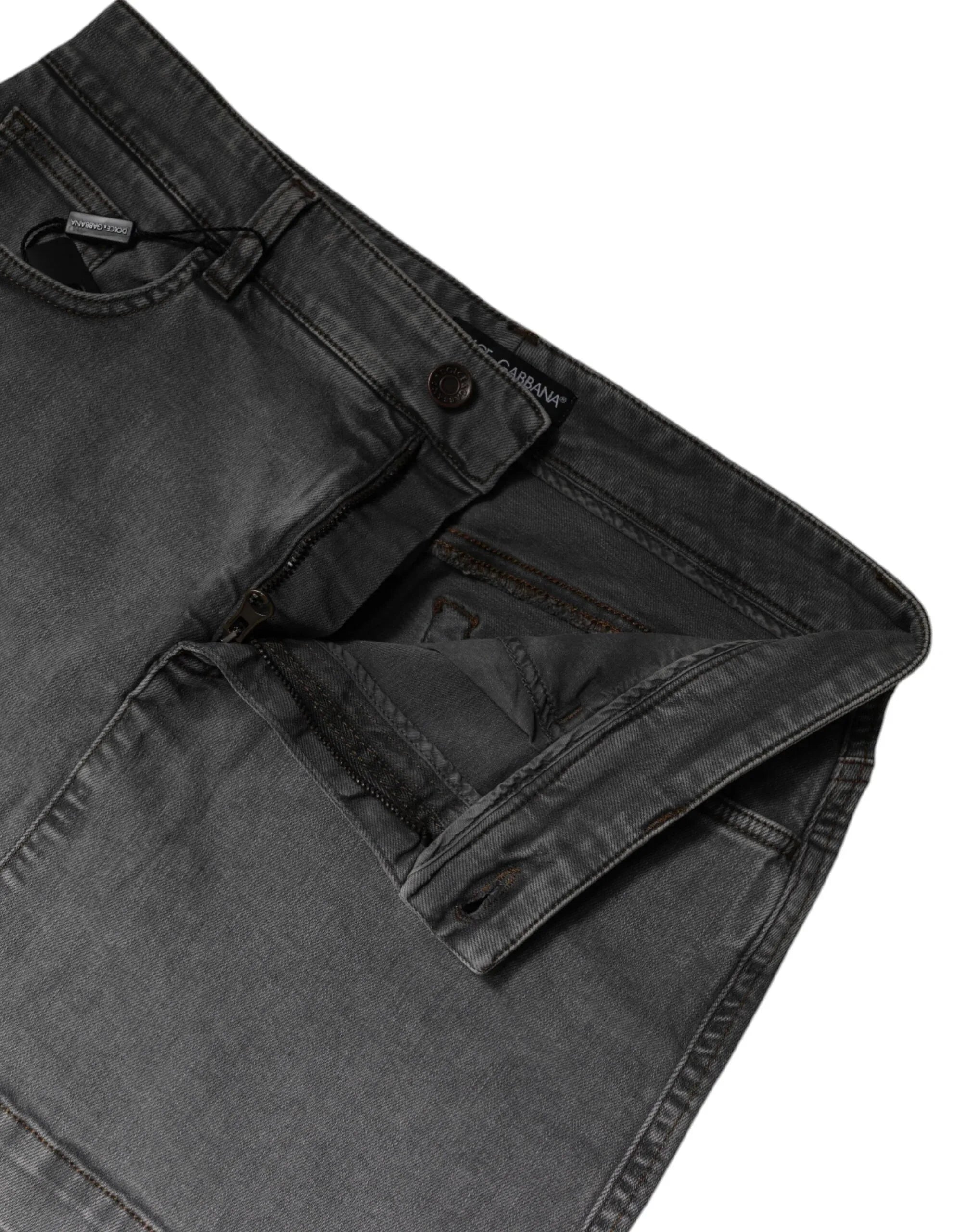 Dolce & Gabbana Gray Cotton Stretch Mid Waist Denim Mini Skirt - Zeiniez