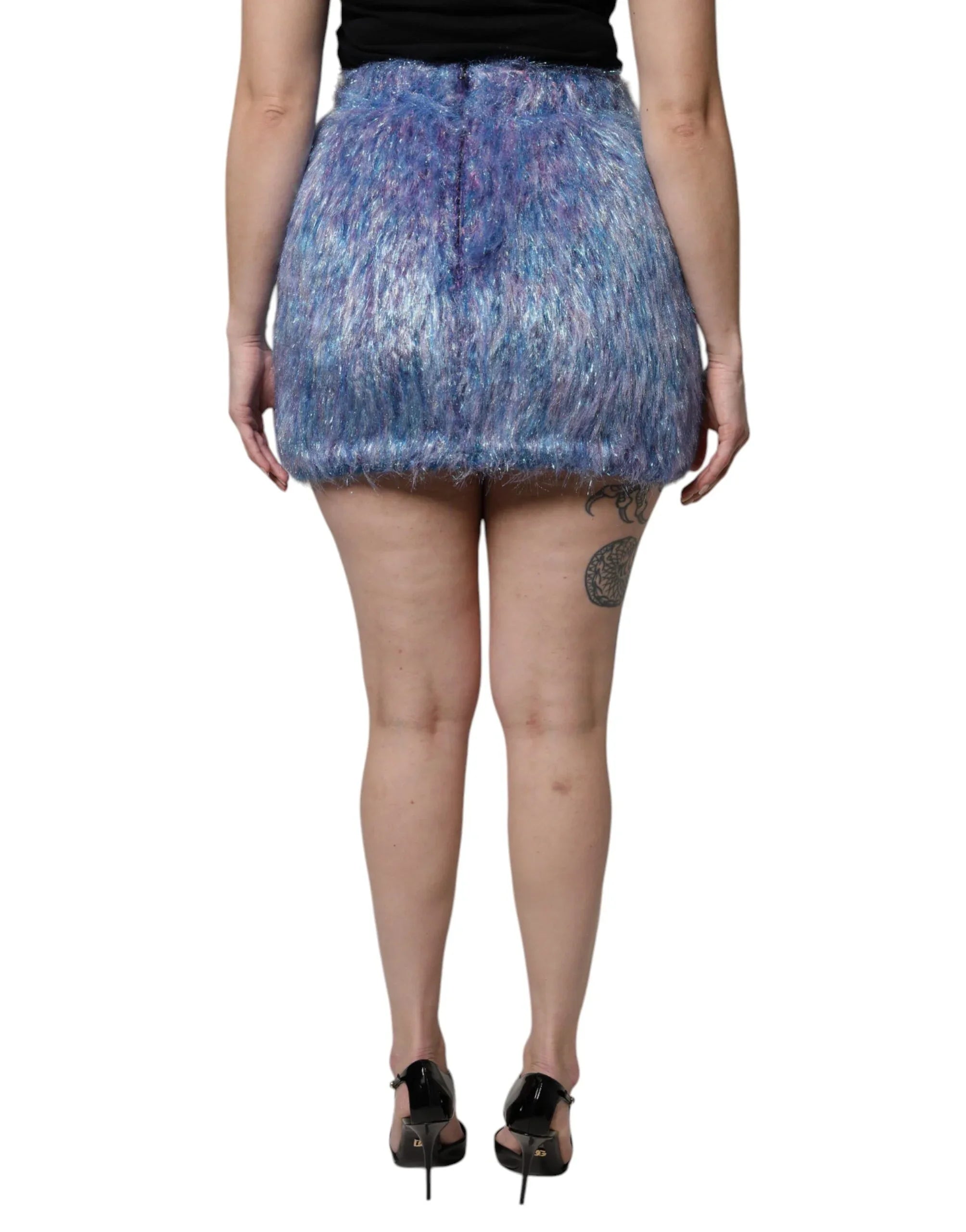 Dolce & Gabbana Multicolor Plush High Waist Mini Skirt - Zeiniez