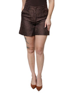 Dolce & Gabbana Brown Floral Brocade Mid Waist Mini Short - Zeiniez