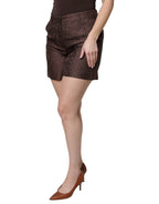 Dolce & Gabbana Brown Floral Brocade Mid Waist Mini Short - Zeiniez