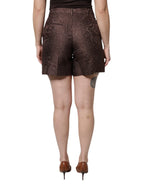 Dolce & Gabbana Brown Floral Brocade Mid Waist Mini Short - Zeiniez