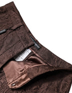 Dolce & Gabbana Brown Floral Brocade Mid Waist Mini Short - Zeiniez