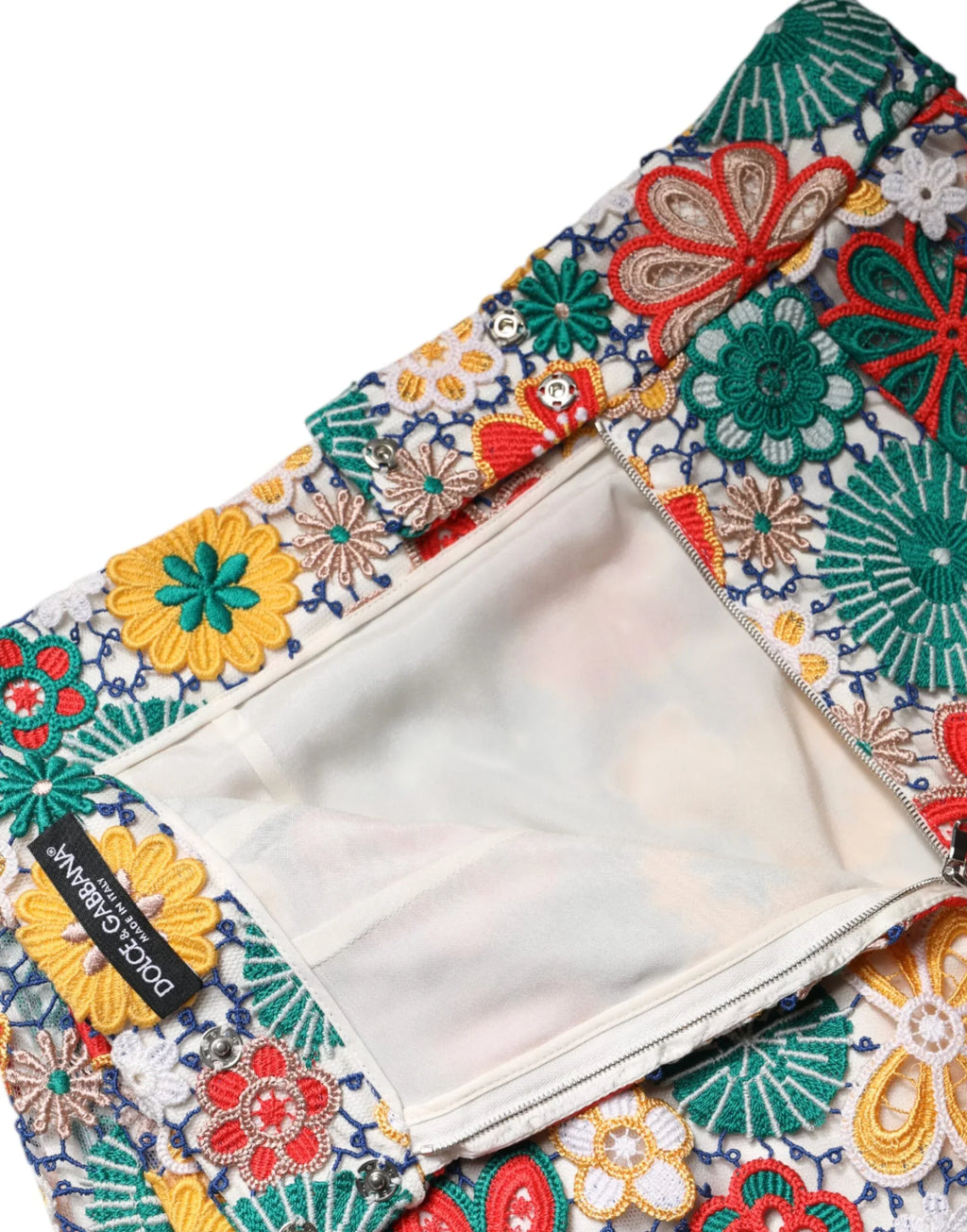 Dolce & Gabbana Multicolor Floral Lace High Waist Mini Skirt - Zeiniez