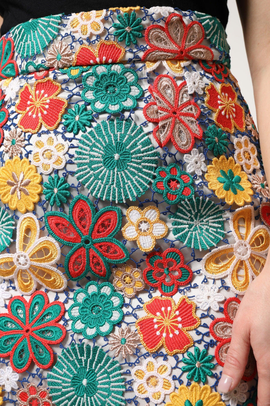 Dolce & Gabbana Multicolor Floral Lace High Waist Mini Skirt - Zeiniez