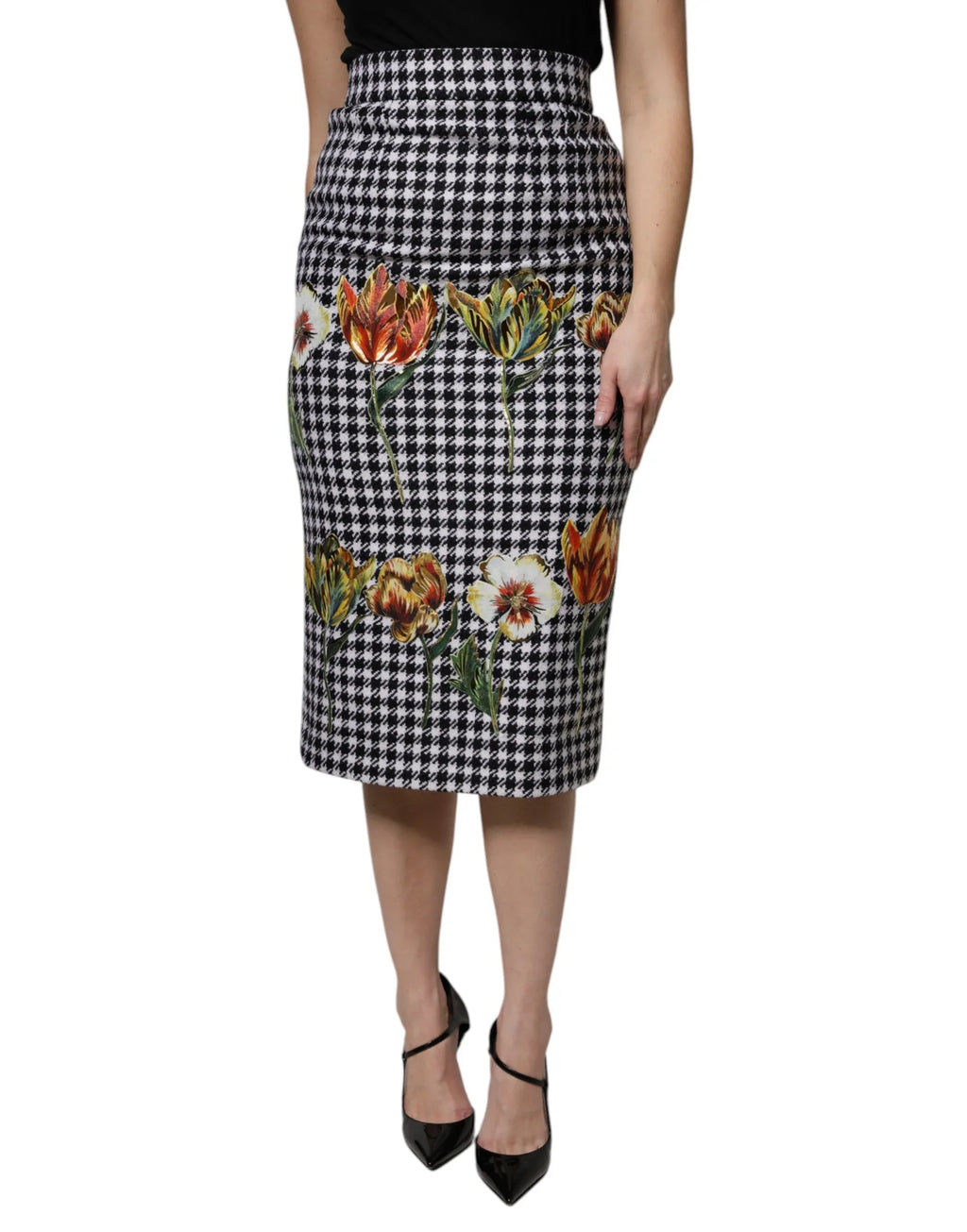 Dolce & Gabbana Multicolor Floral Print High Waist Pencil Cut Skirt - Zeiniez