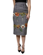 Dolce & Gabbana Multicolor Floral Print High Waist Pencil Cut Skirt - Zeiniez