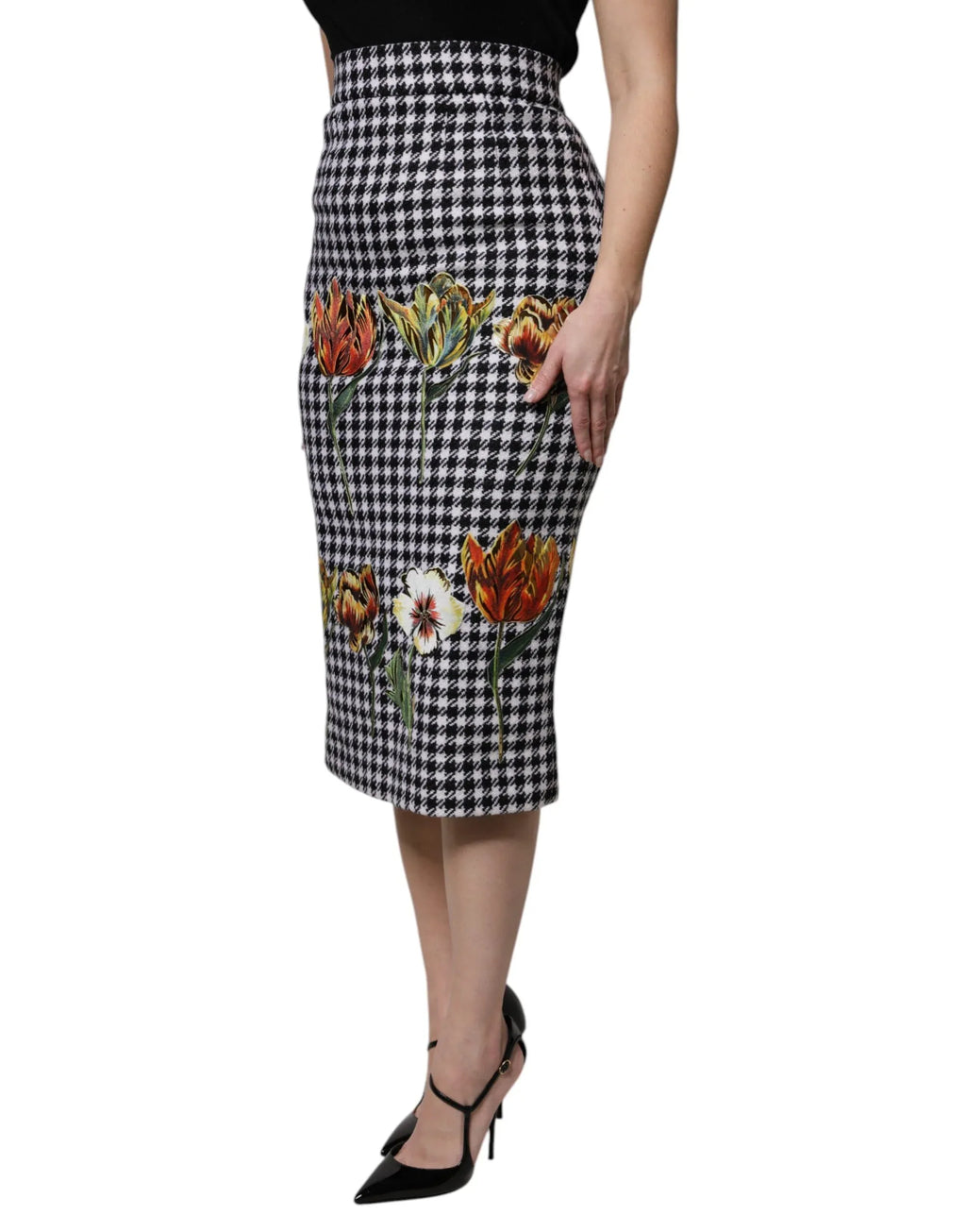 Dolce & Gabbana Multicolor Floral Print High Waist Pencil Cut Skirt - Zeiniez