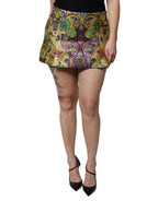 Dolce & Gabbana Multicolor Floral Jacquard Mid Waist Mini Skirt - Zeiniez