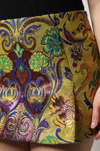 Dolce & Gabbana Multicolor Floral Jacquard Mid Waist Mini Skirt - Zeiniez