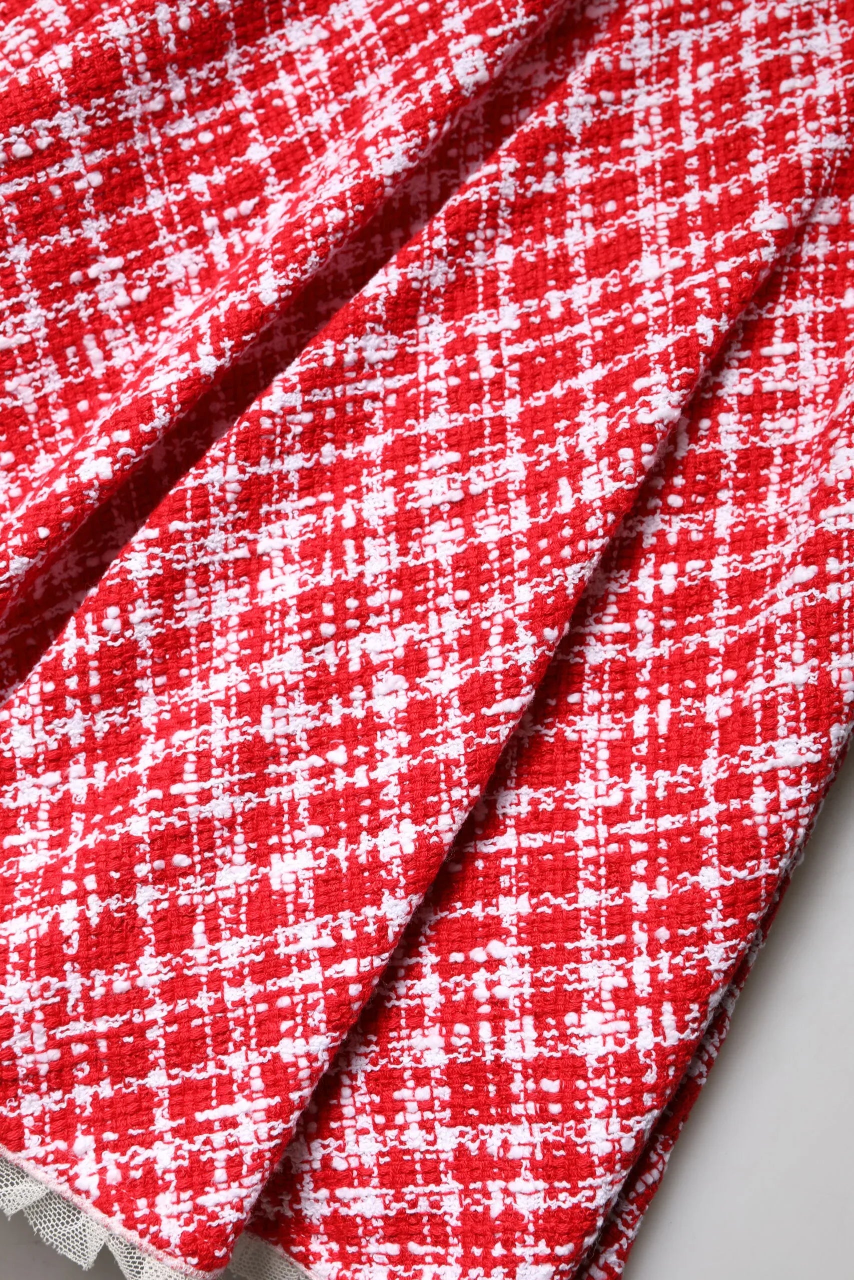 Dolce & Gabbana Red White High Waist A-line Above Knee Skirt - Zeiniez