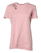 Dolce & Gabbana Pink Logo Print Cotton Crew Neck T-shirt - Zeiniez