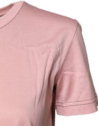 Dolce & Gabbana Pink Logo Print Cotton Crew Neck T-shirt - Zeiniez