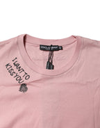Dolce & Gabbana Pink Logo Print Cotton Crew Neck T-shirt - Zeiniez