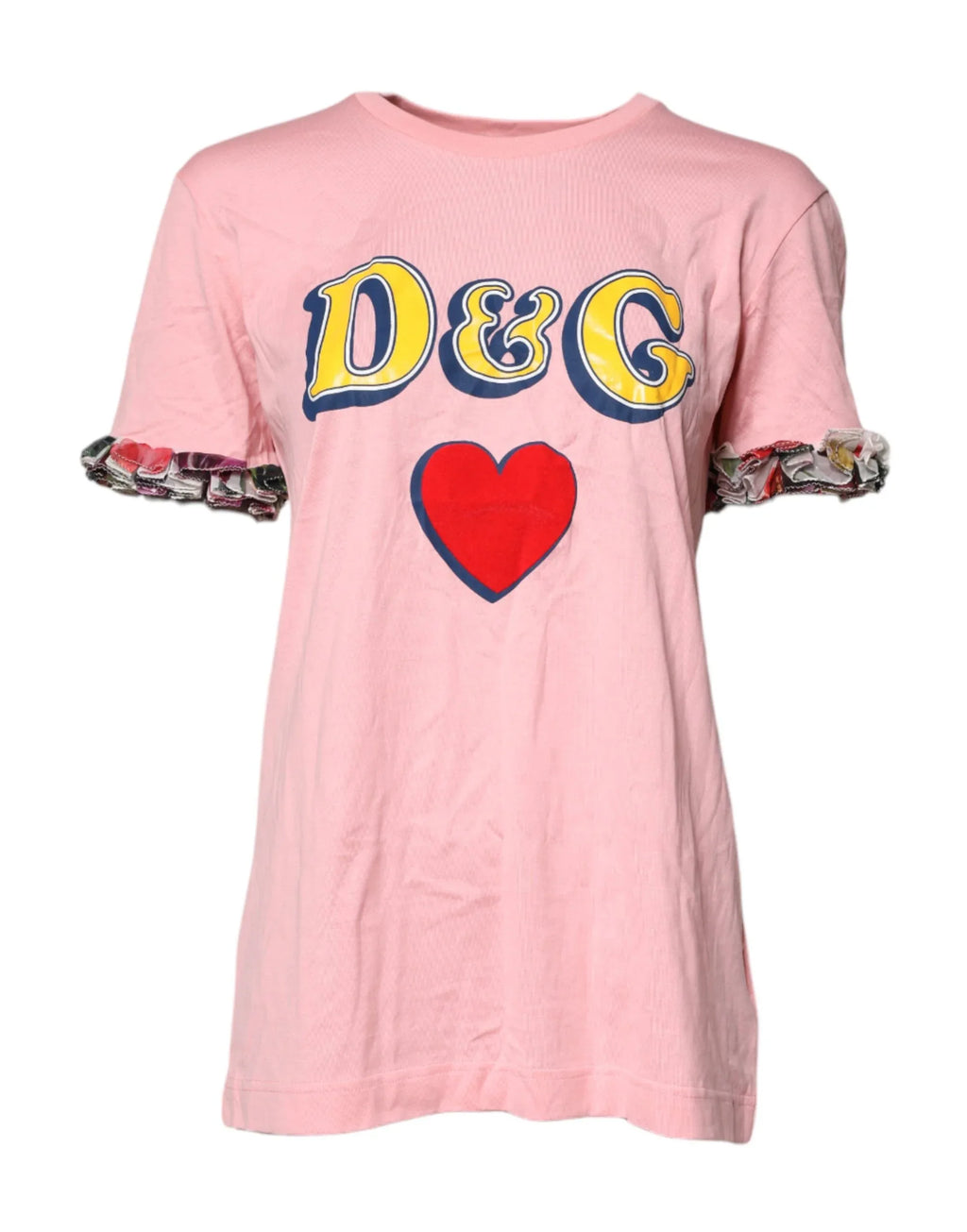 Dolce & Gabbana Pink Logo Print Cotton Crew Neck Tee T-shirt - Zeiniez