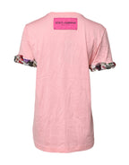 Dolce & Gabbana Pink Logo Print Cotton Crew Neck Tee T-shirt - Zeiniez