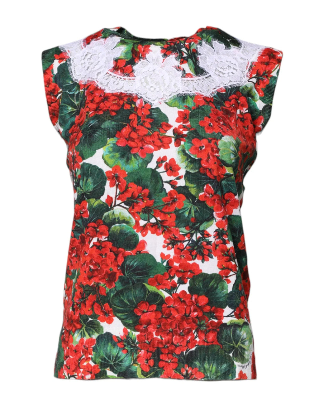 Dolce & Gabbana Multicolor Floral Lace Sleeveless Tank Top - Zeiniez