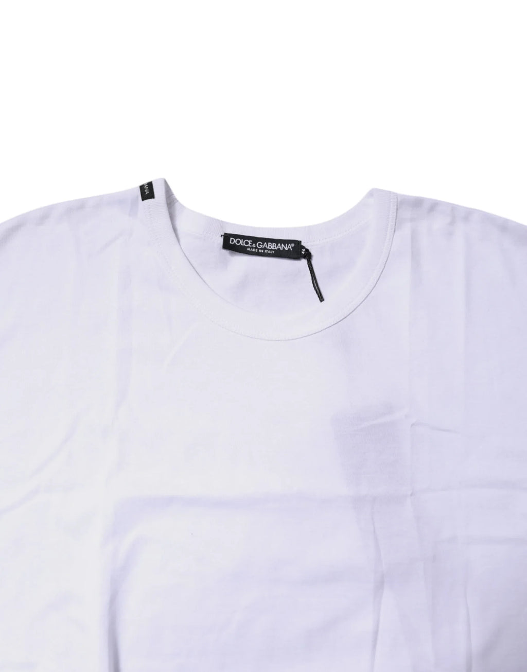 Dolce & Gabbana White Cotton Crew Neck Cropped T-shirt Top - Zeiniez