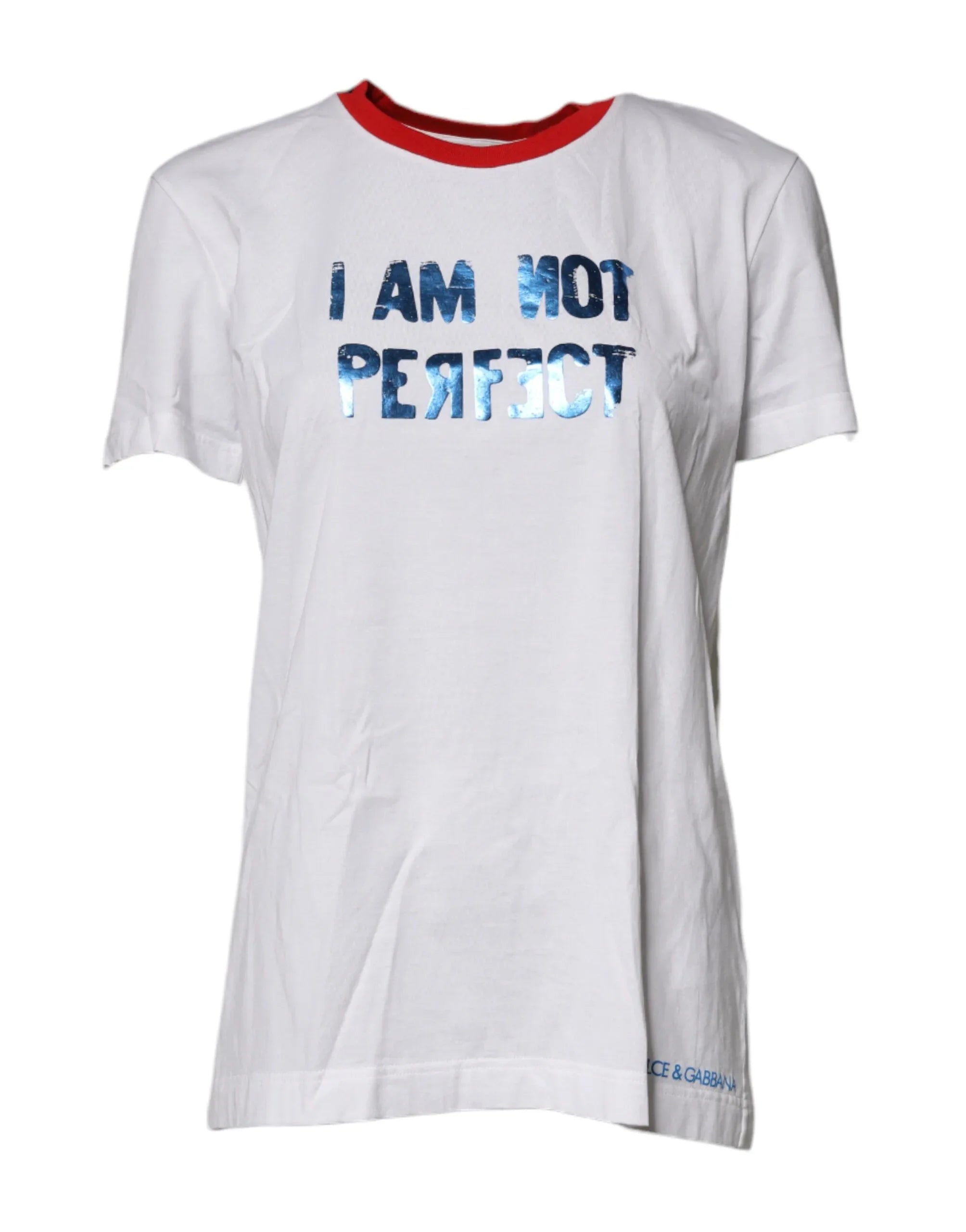 Dolce & Gabbana White Graphic Print Cotton Crew Neck T-shirt - Zeiniez