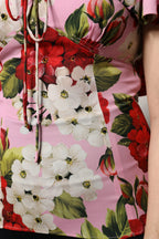 Dolce & Gabbana Pink Floral Silk Short Sleeves Blouse Top - Zeiniez