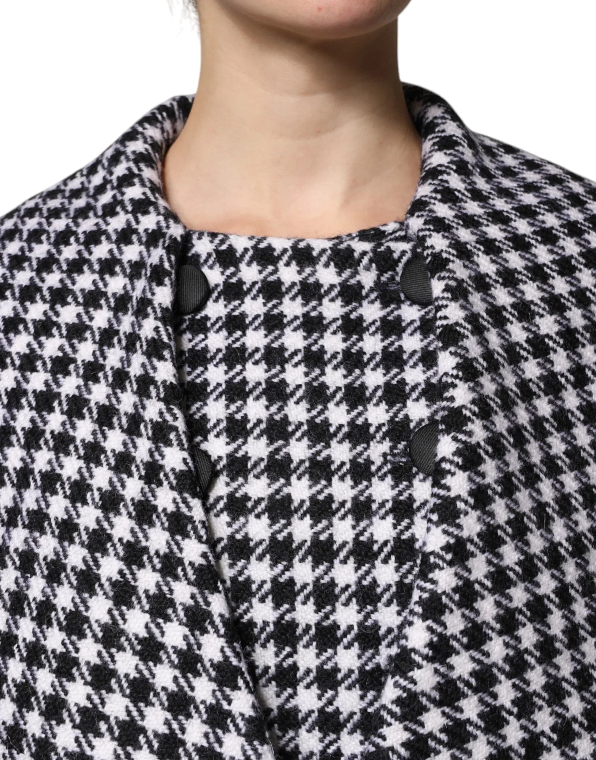 Dolce & Gabbana Black White Monochrome Patterned Floral Cape Jacket - Zeiniez