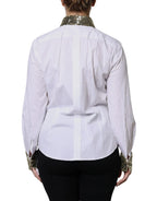 Dolce & Gabbana White Cotton Long Sleeves Sequin Shirt Top - Zeiniez