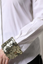 Dolce & Gabbana White Cotton Long Sleeves Sequin Shirt Top - Zeiniez