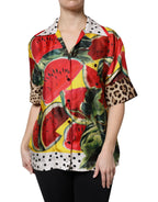 Dolce & Gabbana Multicolor Watermelon Collared Shirt Top - Zeiniez