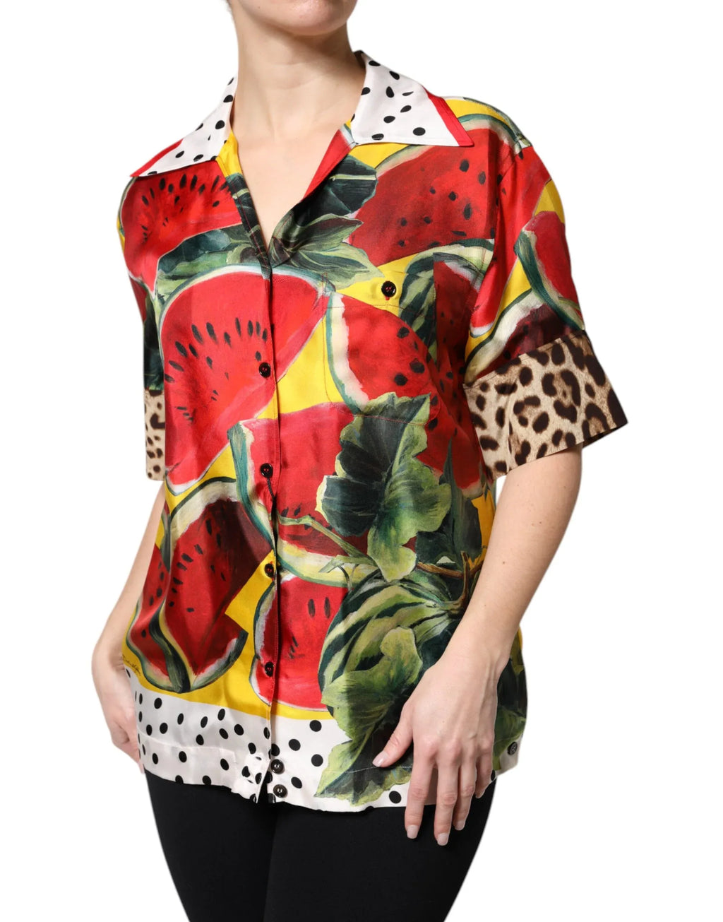 Dolce & Gabbana Multicolor Watermelon Collared Shirt Top - Zeiniez