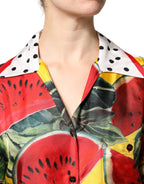 Dolce & Gabbana Multicolor Watermelon Collared Shirt Top - Zeiniez