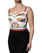 Dolce & Gabbana White Vegetable Print Sweetheart Cropped Top - Zeiniez
