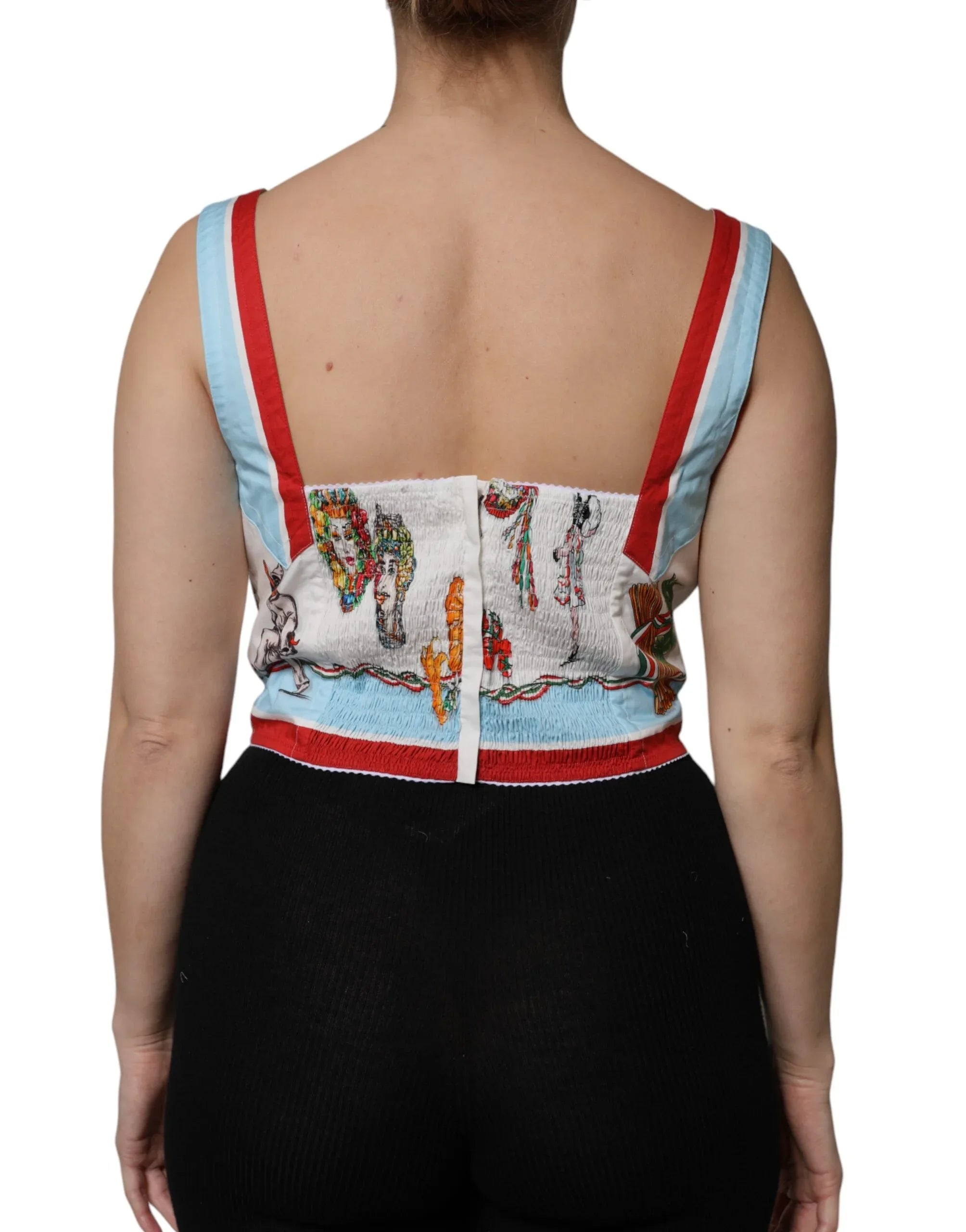 Dolce & Gabbana White Vegetable Print Sweetheart Cropped Top - Zeiniez