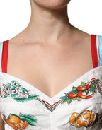 Dolce & Gabbana White Vegetable Print Sweetheart Cropped Top - Zeiniez