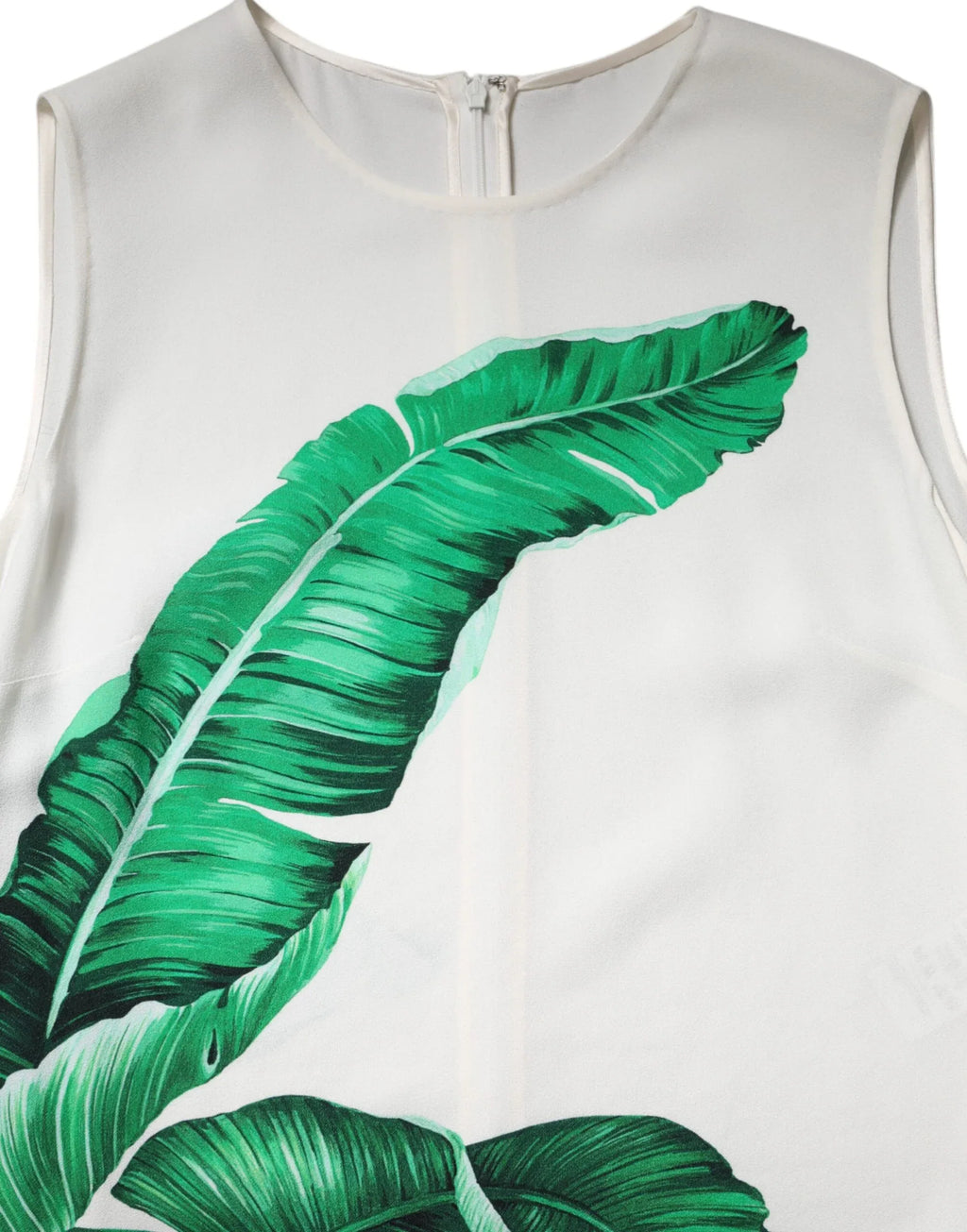 Dolce & Gabbana White Banana Leaf Print Round Neck Tank Top - Zeiniez