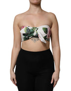 Dolce & Gabbana White Floral Print Cropped Bustier Corset Top - Zeiniez