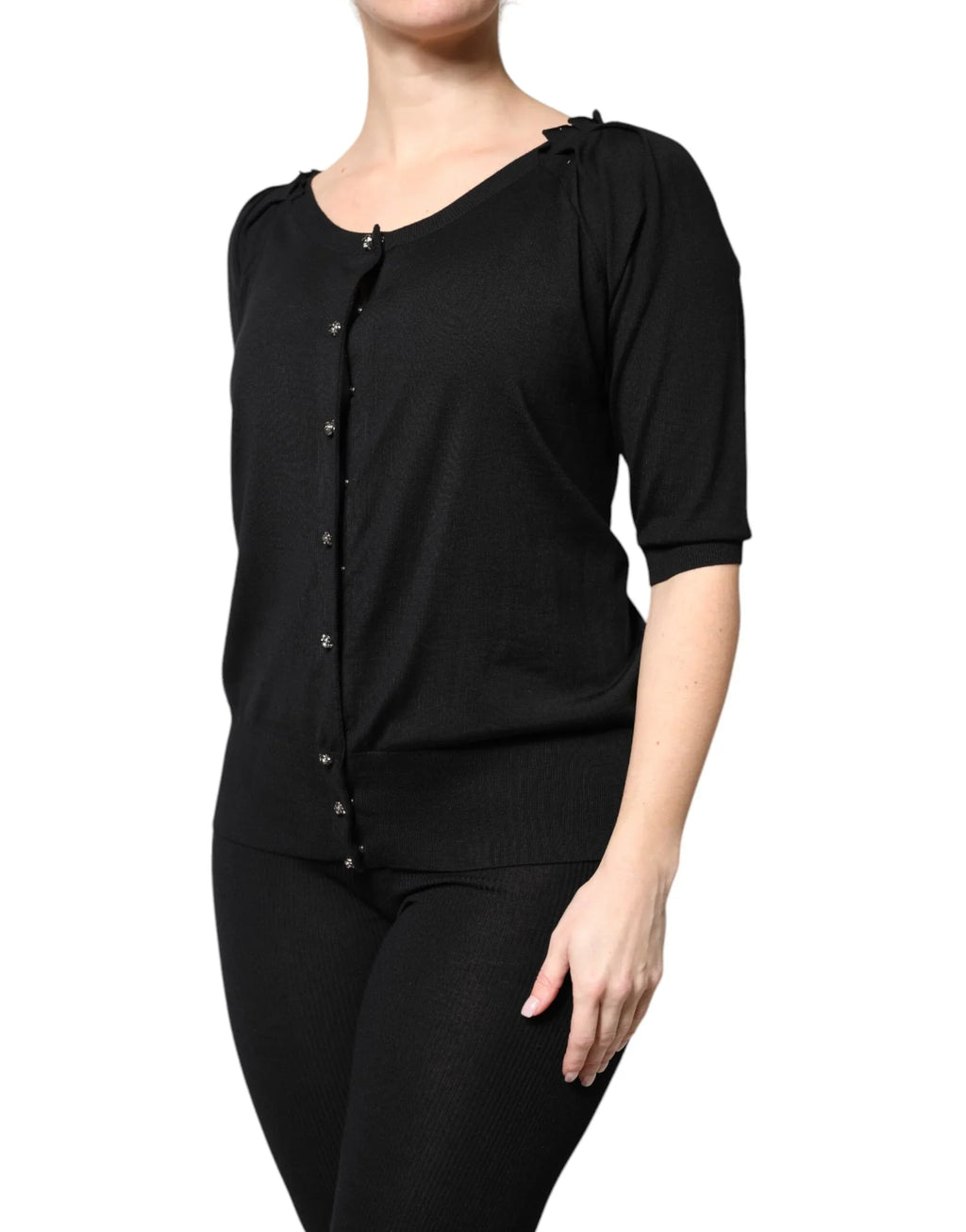 Dolce & Gabbana Black Button Down Short Sleeve Blouse Top - Zeiniez