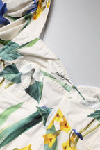 Dolce & Gabbana White Floral Puff Sleeves Crop Blouse Top - Zeiniez