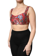 Dolce & Gabbana Red Floral Brocade Cropped Bustier Corset Top - Zeiniez