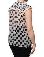Dolce & Gabbana White Black Polka Dot Cotton Sleeveless Top - Zeiniez