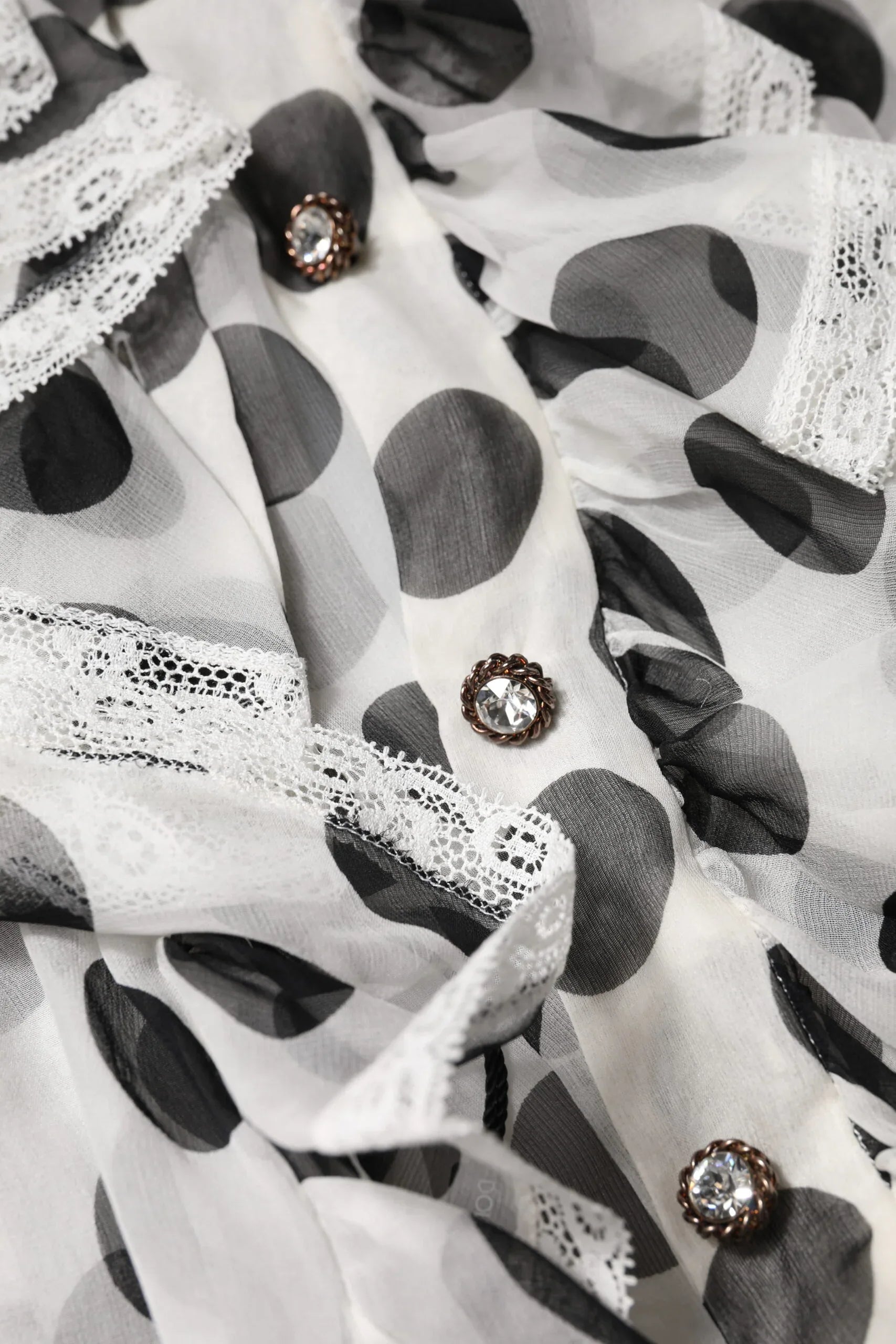 Dolce & Gabbana White Black Polka Dot Cotton Sleeveless Top - Zeiniez