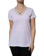 Dolce & Gabbana White Necklace Cotton Short Sleeve T-shirt - Zeiniez